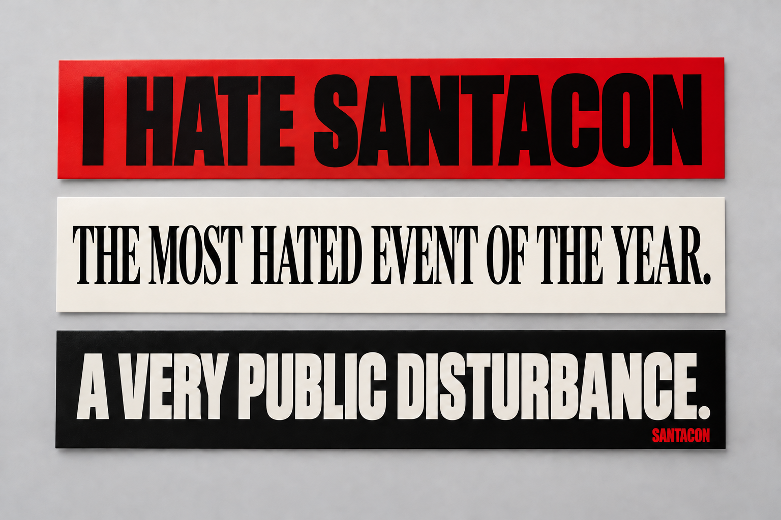 The Public Opinion Set: Three bumper stickers merchandise concept